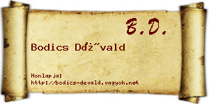 Bodics Dévald névjegykártya